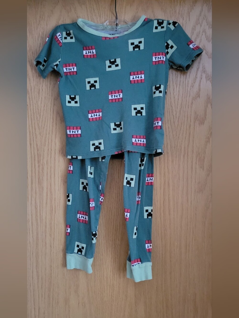 Kids Green TNT & Creeper Print Pajama Set
